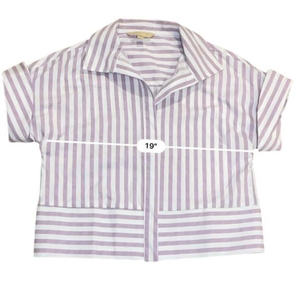 Hope & Harlow striped button down cropped mixed stripe purple preppy nautical S - Picture 7 of 11